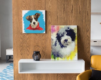 Pet Portrait Canvas | Personalized Pet Canvas Portraits | Dog Paintings | Horse Painting Canvas | Pet Memorial Portraits FREE US SHIPPING