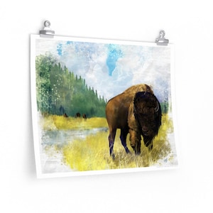 King of the Plains / Obras de arte de bisontes pintadas a mano / Arte de búfalo / Obras de arte de American Plains / ENVÍO GRATIS Gran regalo