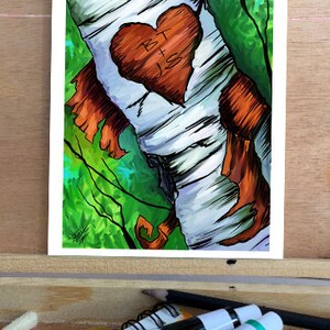 Personalized Wedding Gift Painting Initials Carved into Birch Tree Digital Download