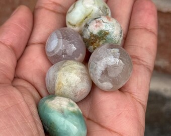 Green Flower Agate Tumble Stone Growth New Beginnings Heart Chakra and Zodiac Gift
