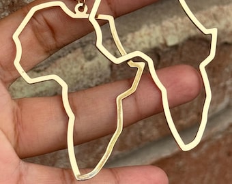 Afro-Centric Edelstahl-Ohrringe Karte von African Large Hoop Gold Kultureller Schmuck