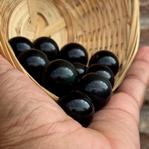 Black Obsidian Mini Sphere Scorpio Sagittarius Crystal Gift Root Chakra Stone Grounding Protection Healing Orb