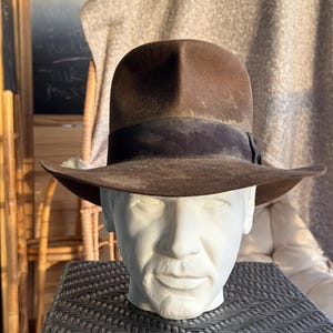 INDIANA JONES Fedora Rabbit Fur Felt Hat - F&G CUSTOMS Weathered or Non-Distressed Legendary Fedora