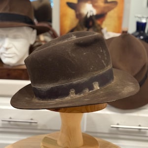 INDIANA JONES  - F&G CUSTOMS Fedora Bespoke Fur Felt, Dress-Weight Hat Weathered Legendary Fedora With All the Extras