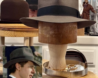 INDIANA JONES - “Seaplane Gray” de F&G Customs, réplica exacta de la película, sombrero Fedora de peso medio con efecto desgastado de los legendarios Indy RAIDERS.