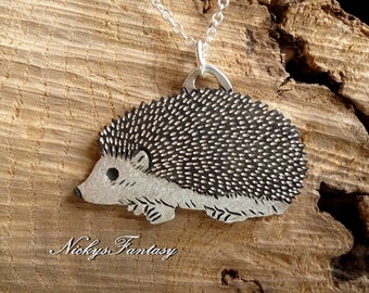 Hedgehog pendant, no. 2, 925 sterling silver, REAL handmade, with chain