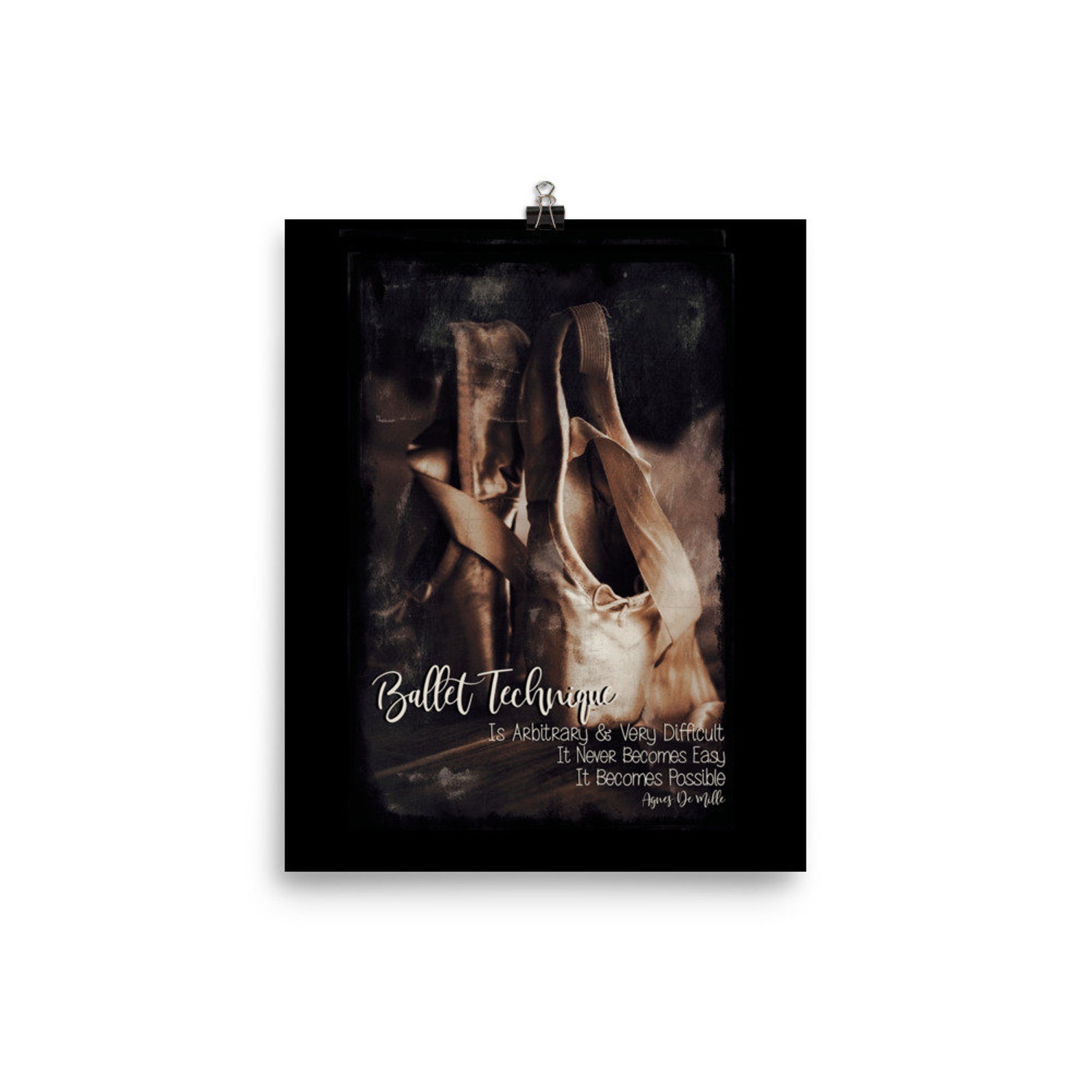 poster ballet quote print. printed with vintage, rustic vibe. perfect gift for dancer. wall art for loves to dance. agnes de mil