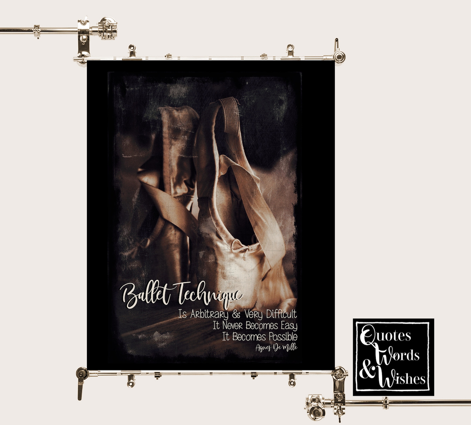 poster ballet quote print. printed with vintage, rustic vibe. perfect gift for dancer. wall art for loves to dance. agnes de mil