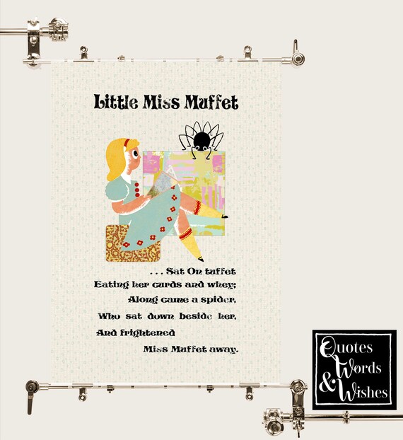 Nursery Rhyme Digital Poster For Girl S Room Or Playroom Of Little Miss Muffet Fairy Tales Quote Poster Unusual Vintage Art For Classroom