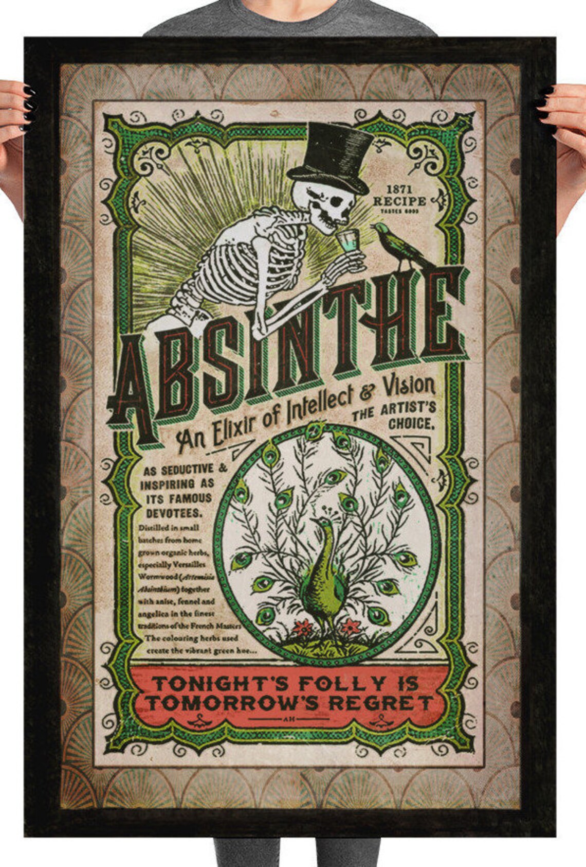 Absinthe Poster. Skull. Skeleton. Printed Poster for Bar. Man Etsy