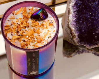 Aura Amethyst Candle / 11:11 / Wish Candle / Birthday Gift / Ritual Candle / Intention Candle / Gemstone Candle / Crystal Infused