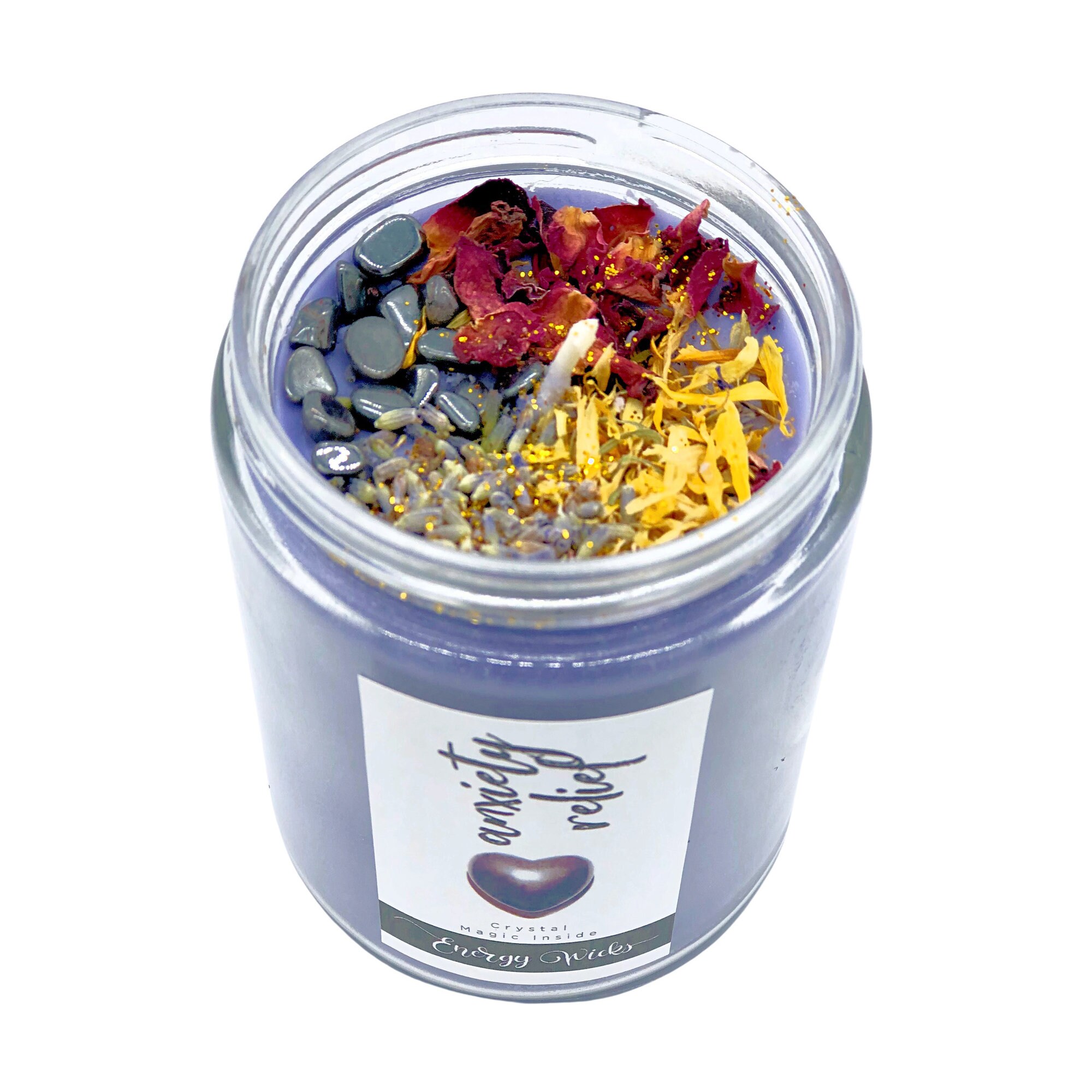 ANXIETY RELIEF / HEMATITE / Pineapple Sage / Sanctuary Candle / Cryst…