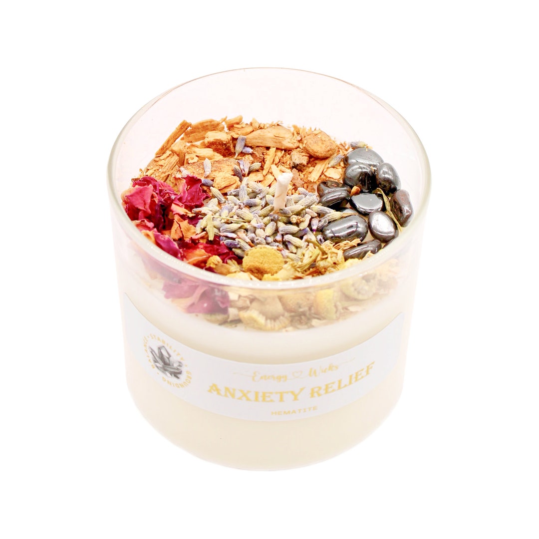 Anxiety Candle Stress Relief Crystal Candle Calming Crystal Candle Etsy