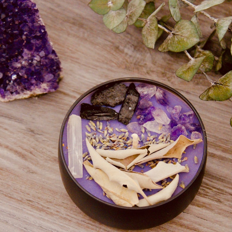 Cleansing Crystal Candle / SACRED SMUDGE/ Amethyst Black Etsy