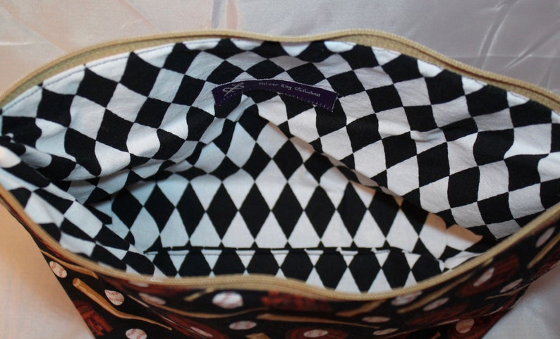 Baseball cotton fabric lined zip top bag