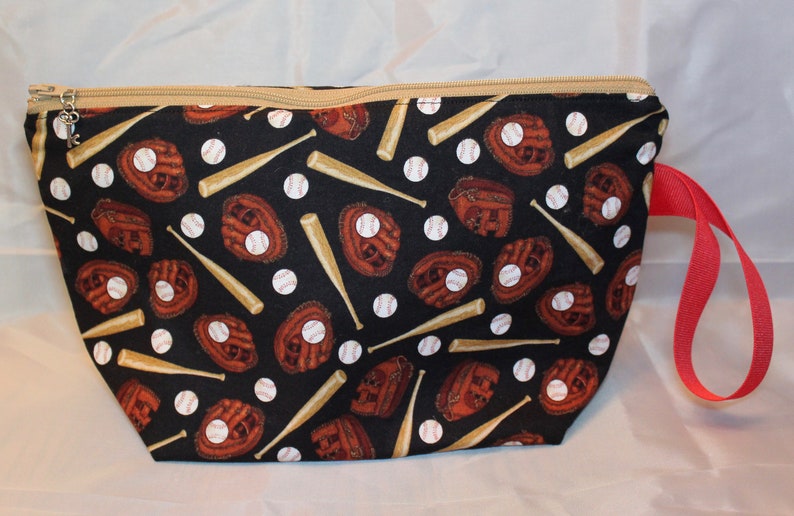 Baseball cotton fabric lined zip top bag