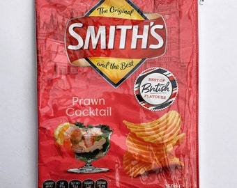 150g Prawn Cocktail Potato Chip Bag. Our zippered bags are fabric lined and covered in a durable PVC.