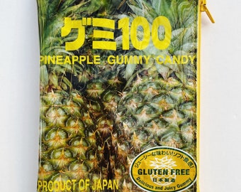 107g Pineapple Gummy Confectionery Bag from Japan. Our zippered bags are fully lined and covered in a durable and hard wearing PVC.