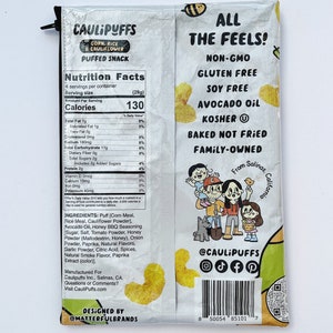 113g Honey BBQ Caulipuffs Bag from the USA. Our zippered bags are fabric lined and covered in a durable PVC. image 2