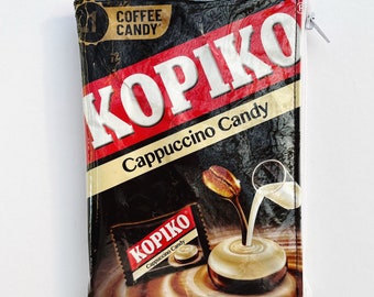 Cappuccino Candy Bag from Indonesia. Our zippered bags are fabric lined and covered in PVC.