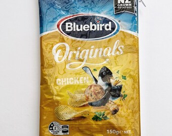 150g Chicken Flavoured Chip Bag from New Zealand. Our zippered bags are fabric lined and covered in PVC.