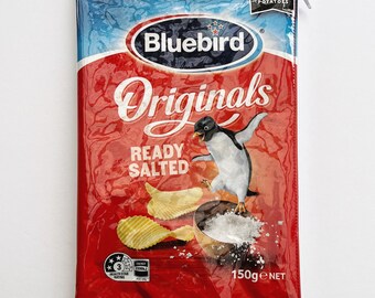 150g Salted Original Flavoured Chip Bag from New Zealand. Our zippered bags are fabric lined and covered in PVC.