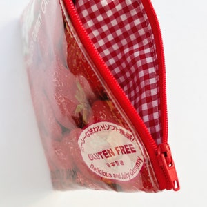 107g Strawberry Gummy Confectionery Bag from Japan. Our zippered bags are fully lined and covered in a durable and hard wearing PVC. image 3