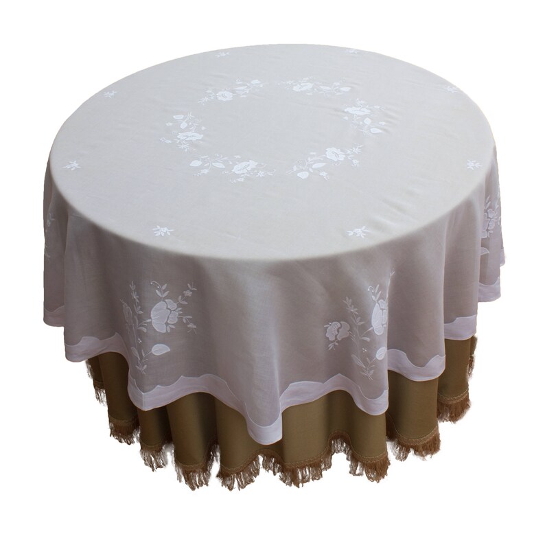Madeira Embroidered Round Tablecloth With Napkins Organdie Etsy Australia