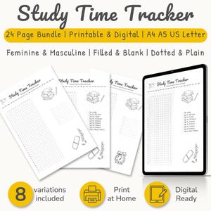 Student Study Planner Bundle: Printable & Digital, A4/A5/US Letter (PDF Download)
