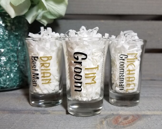 Personalized Shot Glass Groomsmen Shot Glasses Wedding Shot Etsy