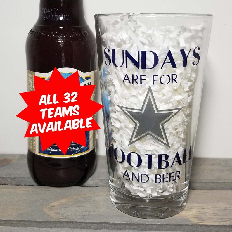 Sundays Are For Football and Beer NFL Team Logo Beer Glass Etsy