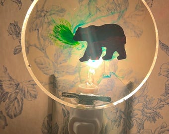 Lámpara de noche decorativa con diseño de oso brillante