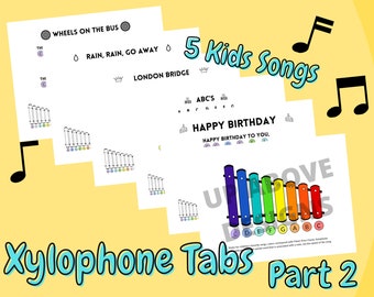 Xylophone Sheet Music - 5 Kids Songs Part 2