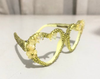 Strass Lensless Glitter Frame seulement Lunettes de soleil d’été | Lunettes de soleil faites à la main | Lunettes papillon Jolie Fleur pour chien chat