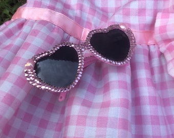 Gafas de sol con forma de corazón y brillantes con diamantes de imitación / Gafas de sol hechas a mano / Bonitas gafas Barbie de Paris Hilton para perro y gato