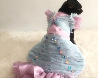 Little Mermaid Ariel Pearl Organza Dress | Custom made for dog cat | Halloween costume Mermaid birthday theme