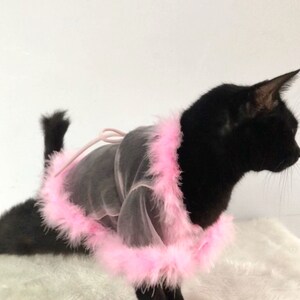 Sheer Tulle Feathers Robe custom made for dog cat rabbit | Slay Robe | Luxurious robe | Dog maternity robe dress image 5