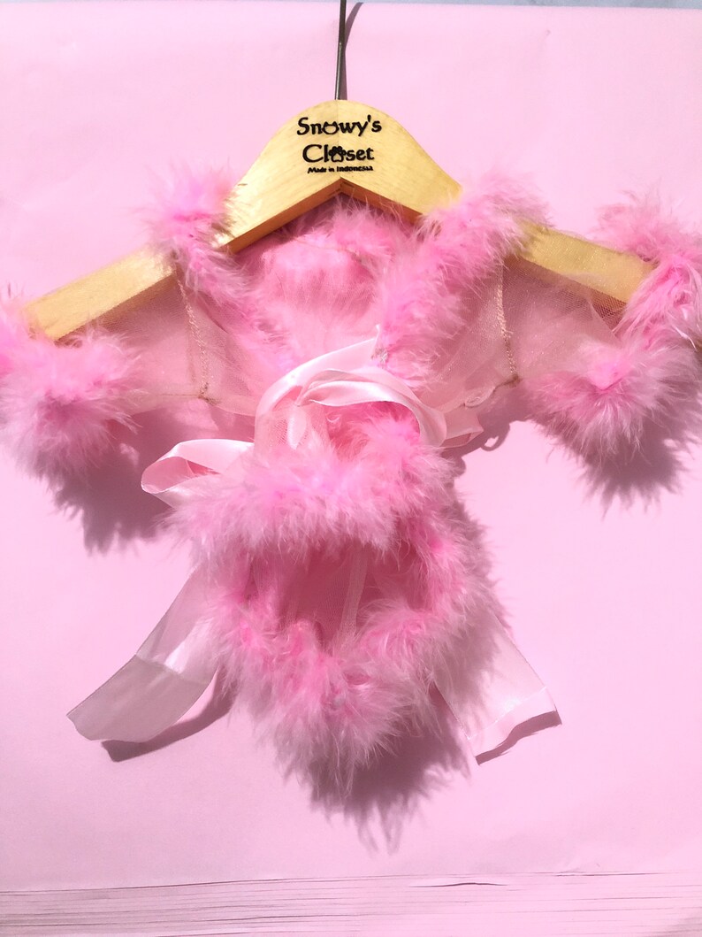 Sheer Tulle Feathers Robe custom made for dog cat rabbit | Slay Robe | Luxurious robe | Dog maternity robe dress image 10