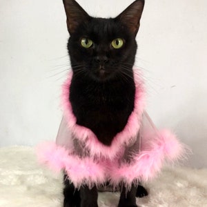 Sheer Tulle Feathers Robe custom made for dog cat rabbit | Slay Robe | Luxurious robe | Dog maternity robe dress image 1