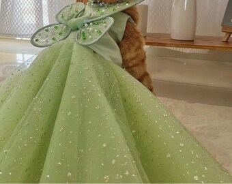 Tinkerbell Green Sage Glitter Dress for Cat Dog Rabbit. Fairy Wings Glitter  Dress. Fairytale Theme Birthday Dress Costume. - Etsy