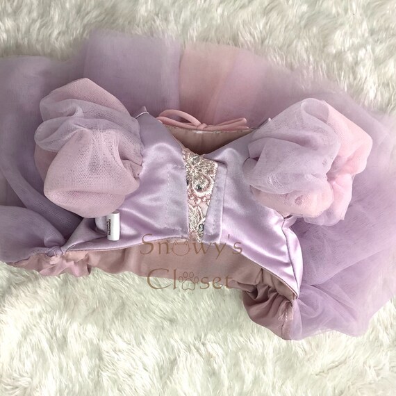 Dog Cat Rapunzel Dress. Pale Lilac and Baby Pink With Flowers