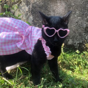 Lunettes de soleil coeur scintillantes scintillantes avec strass Lunettes de soleil faites main Jolies lunettes Paris Hilton Barbie pour chien et chat image 4