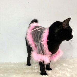 Sheer Tulle Feathers Robe custom made for dog cat rabbit | Slay Robe | Luxurious robe | Dog maternity robe dress image 6