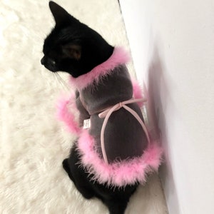Sheer Tulle Feathers Robe custom made for dog cat rabbit | Slay Robe | Luxurious robe | Dog maternity robe dress image 9