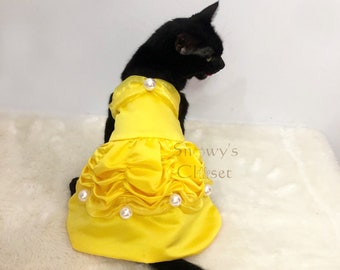 Belle dog cat yellow costume dress. Disney beauty and the beast dress.