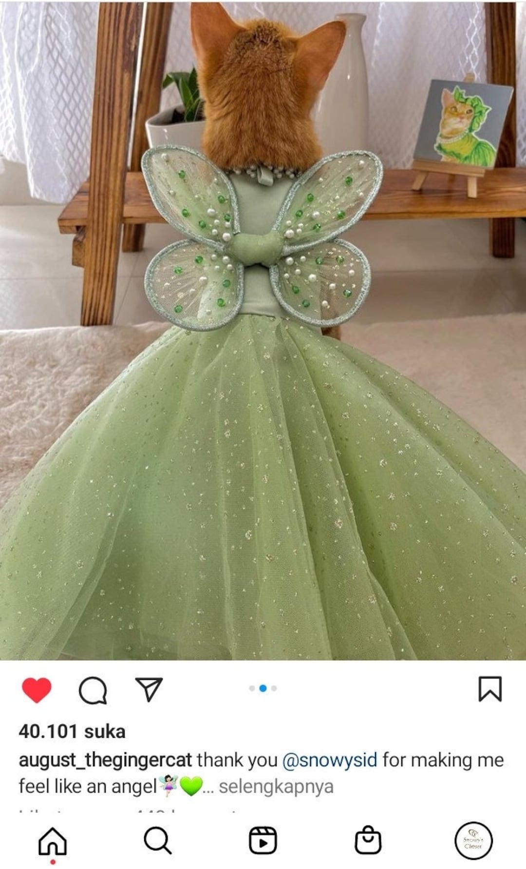 Tinkerbell Green Sage Glitter Dress for Cat Dog Rabbit. Fairy Wings Glitter  Dress. Fairytale Theme Birthday Dress Costume. - Etsy