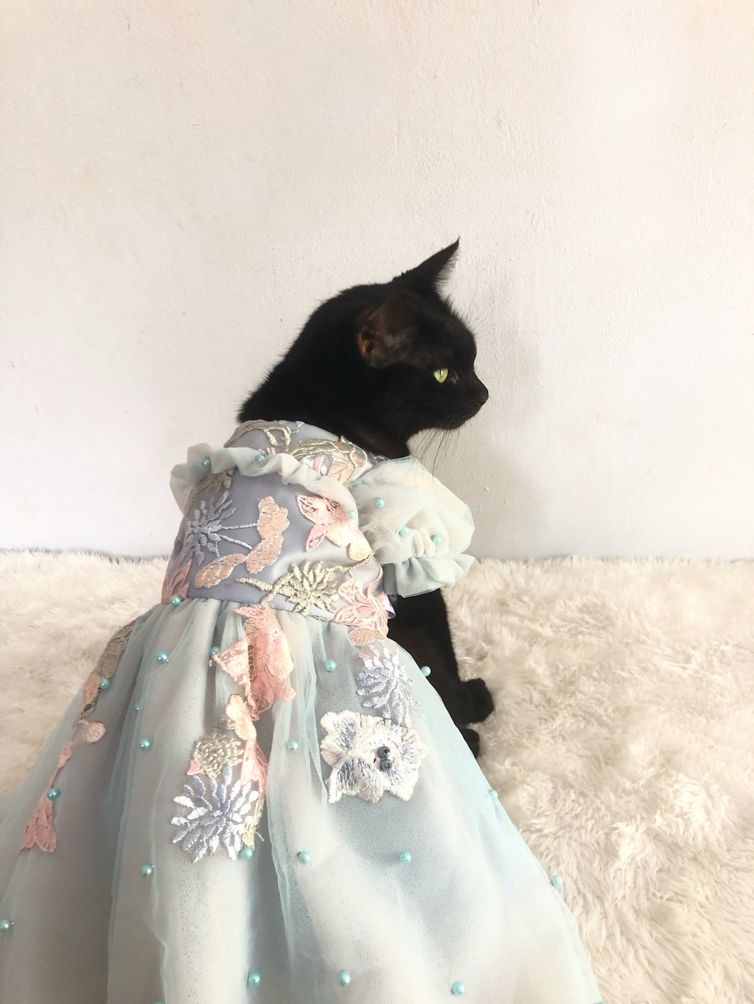 Blue Embroidery Pearl Cottagecore Princess Dress Custom Made for Cat Dog  Rabbit. Pet Wedding Dress. Bridesmaids Dress. - Etsy