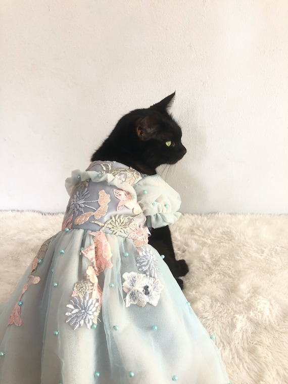 Blue Embroidery Pearl Cottagecore Princess Dress Custom Made for Cat Dog  Rabbit. Pet Wedding Dress. Bridesmaids Dress. - Etsy