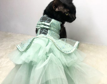 Mint Green Glitter Bridesmaid Flower Girl dress. Custom made for cat dog rabbit. Spencer dress. Luxury tulle dress. Sage green. Aqua