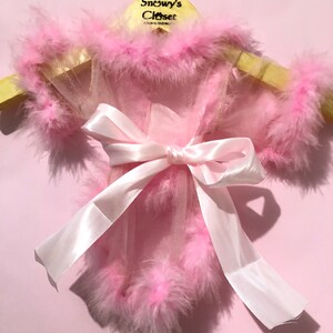 Sheer Tulle Feathers Robe custom made for dog cat rabbit | Slay Robe | Luxurious robe | Dog maternity robe dress image 2